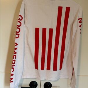 Good American White Shirt with Red Graphics